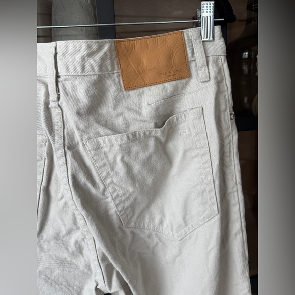 Rag & Bone straight leg jeans ecru light gray beige high rise waisted pants - Picture 6 of 9